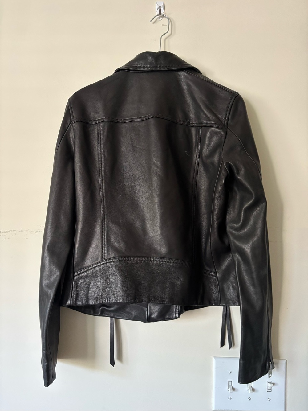 AllSaints Dalby Slim Fit Leather Biker Jacket - Black - Picture 6 of 7